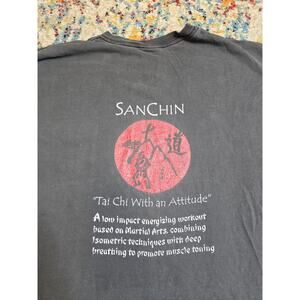 Vintage 90's San Chin Tai Chi Martial Arts Graphic T-Shirt Size XL Faded Black